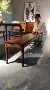 UrbanSpace SG- Solid wood long bench Nordic-style shoe-changing and dining table wooden bench long chair stool