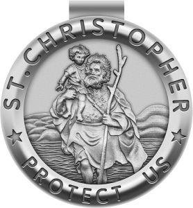 Saint Christopher Medal for Car St Christopher Visor Clip Accessories Bless Driving Safety Religious Gift for Parent Family Friend Driver (1)
