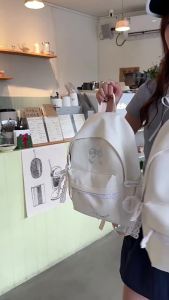AE New student backpack with printed bow travel backpack for junior high and high school students large-capacity backpack