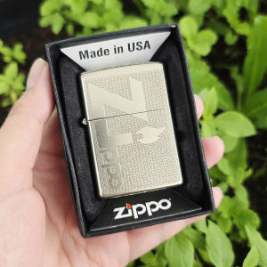 Bật Lửa Zippo Bạc Khối Sterling Logo Chữ Ngang Ăn Mòn 2024 ( Full box - Tặng Đá Bấc) Hột Quẹt Xăng Đá Zippo