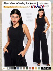 Womens Slim Fit Wide Leg Long Sleeveless Jumpsuit
