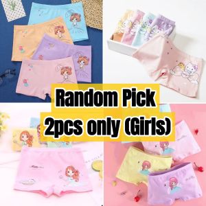 Kids Boxer Briefs Underwear Soft Cotton Breathable Cartoon Design Comfortable Girls and Boys Boxer Panties 4pcs