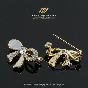 Sv Premium Exclusive Pin Tudung Reben Shiny Diamond Sea Shell Hijab Pin Shawl Bawal Ribbon Baby Brooch With Gift Box