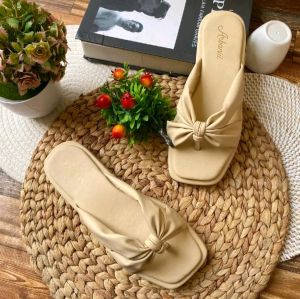 sandal wanita korea empuk elegan motif pita jepit terbaru kekinian mdh 05