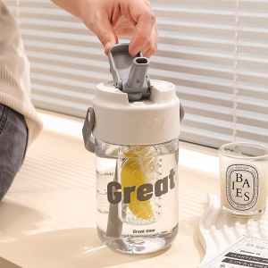 600/800ML Portable High-Value Water Cup Cute Student Water Bottle Straw Cup With Handle Flower Tea