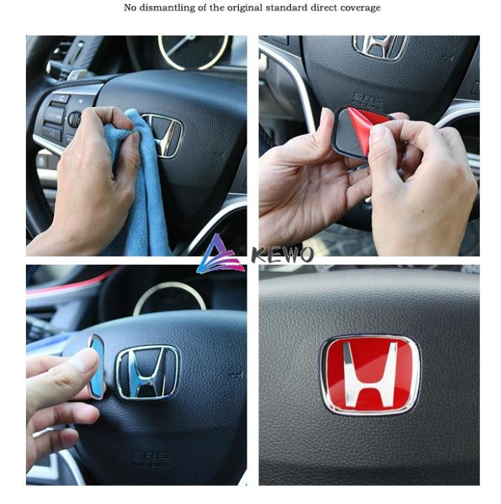 HONDA TYPER Steering Wheels Logo Emblem (Type B) JY RED 50mmX40mm