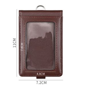 GDRGHJN มี5ช่อง ที่ใส่ป้ายแท็กบัตรประชาชน สายรัดหัวเข็มขัด เครื่องหนังแท้ กระเป๋าใส่บัตรแบบฝาพับ มัลติฟังก์ชั่ พร้อมสายคล้อง ซองบัตรพนักงานบัตรผ่านทำงาน พนักงานออฟฟิศออฟฟิศ