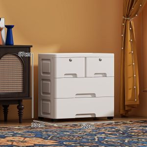 Lemari Putih 3/4/5/6 Susun Laci + Kabinet Atas Rak Organizer Kosmetik Snack Meja Bedside