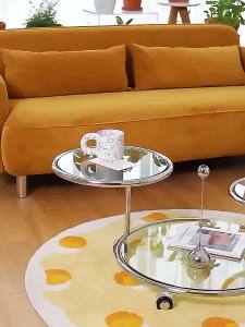 Rotating Coffee Table Transparent Nordic Tables Mobile Side Desk Sofa Table Movable Storage Glass