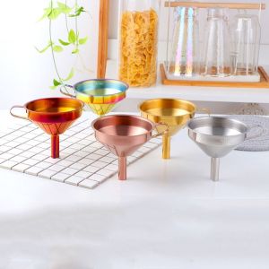 MNTT Detachable Strainer Kitchen Funnels Wide Mouth Anti-slip Handle Stainless Steel Funnels Multi-Use Comfortable Grip Funnel for Filling Small Bottles Kitchen Gadgets