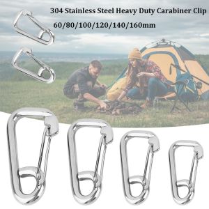 NALANILI Nhẹ Kẹp Carabiner Siêu Bền Đa năng 60/80/100/120/140/160mm Móc treo võng đi bộ cắm trại Chất lượng cao Thép không gỉ 304 Khóa kết nối dây dắt chó