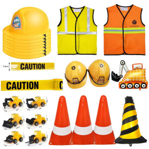 Construction Birthday Party Supplies Construction Hat and Vest Worker Costume Boys Role Play Dressing up Party Decorations2026