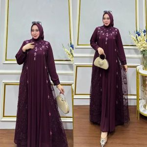 Dress Kondangan Wanita Amara • Ceruty Babydoll Mix Brukat Payet • Gamis Mewah Terbaru 2026