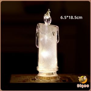 Digeo Crystal Candle Light Transparent Shell Desk Electronic Night Lamp Party Holiday Home Decor
