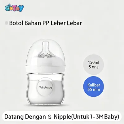 YAHABABY Botol Susu Bayi PP 55mm – Bebas BPA Sistem Anti Kembung Puting Mirip ASI (150ml & 330ml)
