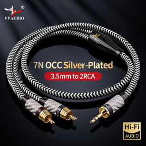 HIFI 3.5 mm to 2Rca Audio Cable 7N OCC Silver Plated RCA Cable AUX RCA Jack 3.5 Y Splitter Cable For Phone Computer to Amplifier