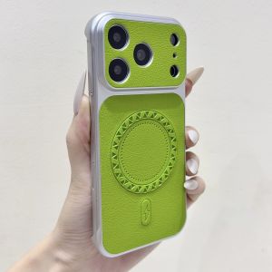 Ultra Thin Frameless Magnetic Litchi Leather Case For iPhone 18 17 16 15 14 13 Pro Max Breathable For Magsafe Shockproof Cover