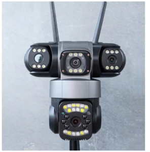 CAMERA WIFI YOOSEE NGOÀI TRỜI 4 MẮT 3 KHUNG HÌNH-1 MẮT ĐIỀU KHIỂN XOAY-1 MẮT TRỢ SÁNG-2 MẮT XOAY TAY
