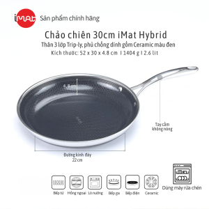 [Hàng chính hãng iMat Hybrid ] Chảo chiên inox chống dính iMat Hybrid đủ các cỡ 20|24|26|28|30cm chiên áp chảo...