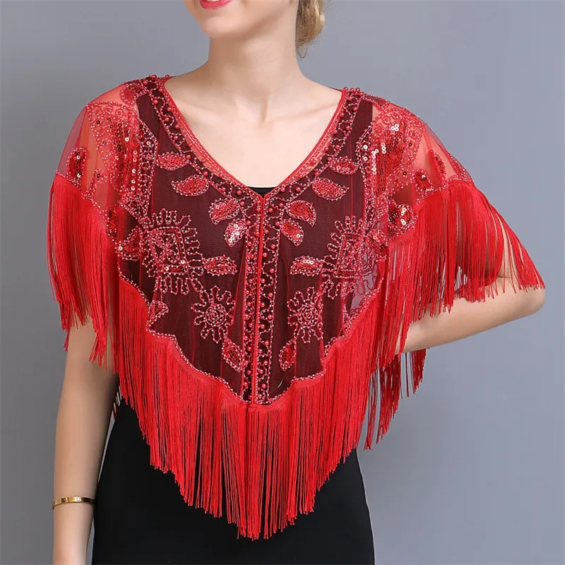 blouses women new style 2023 Summer Sequins Tassels Women Blouse Shirt  Harajuku Casual Cape Ladies Tops Camiseta Mujer Poncho Shirts Woman Clothes  Blusas