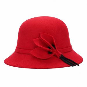 OWNNEW Trang trí bằng nơ. Mũ Fedora Hình dạng vòm. Mùa Thu Đông Mũ cloche Phong cách cổ điển. Thanh lịch Mũ ngư dân Dành cho các bạn nữ