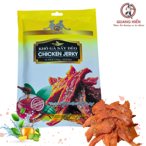 Khô gà sấy dẻo vị mật ong chicken jerky honey Quang Hiển đậm đà hương vị tự nhiên túi 50 gram