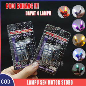 4 PCS Lampu Sen Kedip Cepat STROBO 6 LED T10 Variasi Motor