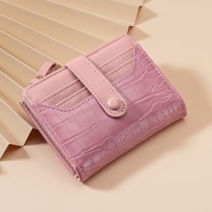 NOBLELUX PU Leather Womens Short Wallet Crocodile Print Multiple Card Slots Leather Wallet Fashion Waterproof Coin Purse for Women