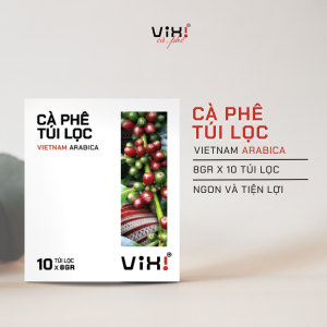 Vixi - Cà phê Arabica nguyên chất rang mộc - Túi lọc 8gr x 10 - 80gr/hộp