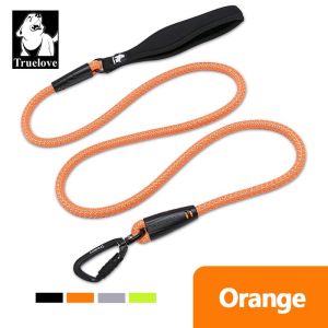 TRUELOVEจูงสุนัขสายรัดไนลอนสะท้อนแสงเดินสายลากจูงที่มีมือจับนุ่มสำหรับสุนัขขนาดใหญ่ขนาดกลางCarabinerเครื่องประดับสัตว์เลี้ยง