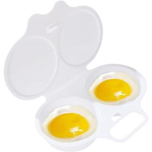 SQMETR Non-Stick Microwave Egg Cooker Food Grades Plastic Double Cup Egg Steamer Modern with Lid Egg Fryer Kitchen Gadgets