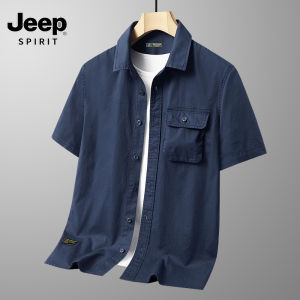 Jeep Spirit 1941 estd nam ngắn áo có tay cotton TRUNG NIÊN ve áo dụng cụ nhiều có túi ngoại cỡ áo rộng mỏng mùa hè hàng đầu