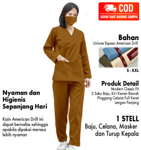 Baju Oka Lengan Panjang Pria dan Wanita Seragam ok perawat wanita scrub dokter TRUSTWEAR