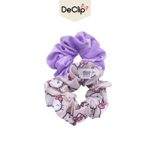 DeClip X Sanrio Scrunchie Satin Set Motif Hello Kitty Head