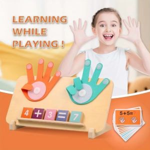 NOER Wooden Material Finger Counting Toys Finger Counting Design Intellectual Development Montessori Learning Toys Durable Number Recognition Feature Number Teaching Aids For Toddlers