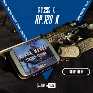 Dog Tag Custom | kalung Pria Army Militer | dogtag | dogtags USA made - Black Mamba