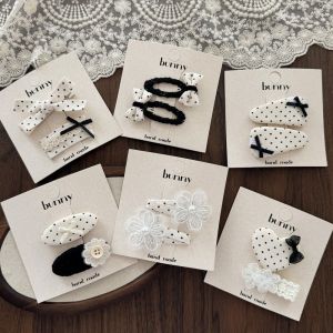 NAELIN Ren Kẹp tóc nơ Phụ kiện tóc Chấm bi Kẹp tóc mái cho bé Ngọt ngào Chống trượt Kẹp bên dành cho các bé gái