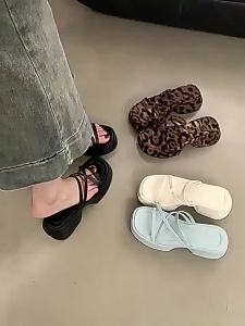 [Free Shipping] Fashionable WomenS Sandals Platform-Soled Thick-Soled One-Strap Design New Summer Styles Thick-Soled Wedge Sandals