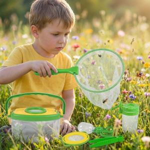 MMLUCK Nam Jar Bộ dụng cụ phiêu lưu ngoài trời Nhíp Đồ chơi kẹp Công cụ khám phá thiên nhiên Lọ quan sát côn trùng Hộp đựng thức ăn Người sưu tập lồng côn trùng Trẻ em ngoài trời