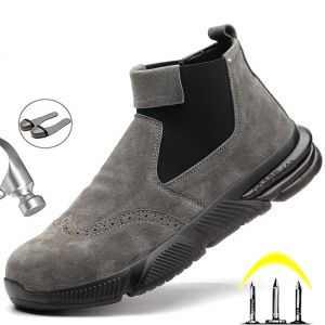 Banchugw Men Boots Safety Shoes Men Chelsea Boots Men Steel Toe Shoes Work Boots Indestructible Industrial Shoes Security Boots