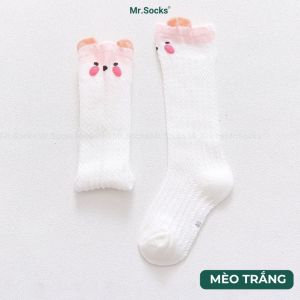 Tất lưới chống muỗi cho bé trai bé gái Mr.socks vớ cổ cao hình thú mềm mỏng nhiều màu cho bé từ 0-12 tháng - YIQ-W005