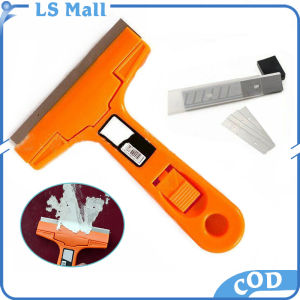 Glass Scraper Portable Glass Floor Tiles Scraper Cleaning Shovel Knife with 5 Blades for Cleaning Paint Caulk Adhesive Label