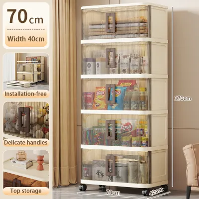 L40-70cm (1-5Layers) 2 Doors Large Capacity Storage Cabinet Folable Storage Cabinet Box With Roller Almari Pakaian 收纳柜