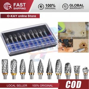 Bộ 10 Mũi Mài Khắc Hợp Kim Cứng Vonfram – Đầu Cắt Đôi Carbide Burr Dùng Cho Máy Mài Chế Biến Gỗ Kim Loại