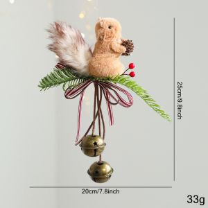 DIVATEN Foam Material Squirrel Ornament With Bell Simulated Squirrel Shape Door Hanger Holiday Decor Wall Pendant Xmas Decor