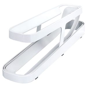 [SG Seller] Auto Rolling Egg Rack Holder 2 Layers Container Organizer Rolldown Refrigerator Holds 12-14 Eggs Dispenser