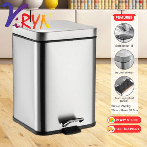 ViRYN 12L Stainless Steel Silent Descent Redal Type Dustbin Pedal Creative Home Kitchen Living Room Office Rubbish Bin