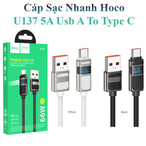 Cáp Sạc Hoco U137 Usb-A To Type-C 1.2M 5A 66W Có Màn Hình Hiển Thị Công Suất