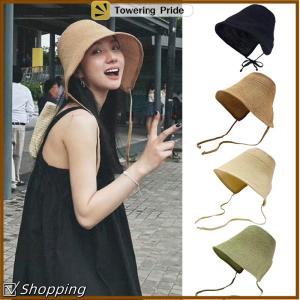 [Towering Pride] Lanh rơm Regency bonnets mũ cho phụ nữ Sun hat Bow bãi biển cap lớn rộng vành cloche hat chapeau Femme ren lên ngoài trời mùa hè