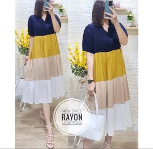 DASTER PELANGI NAGITA SLAVINA MIDI DRESS RAYON PREMIUM KEKINIAN